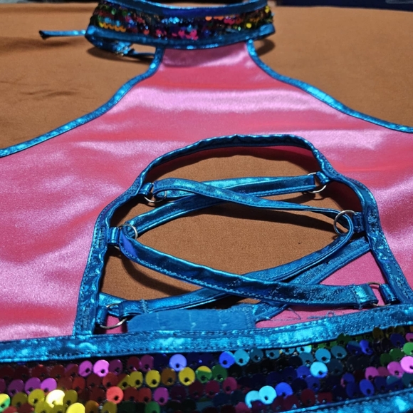 HI-NECK HALTER SETW/SEQUINS Dance Outfit - Picture 5 of 13
